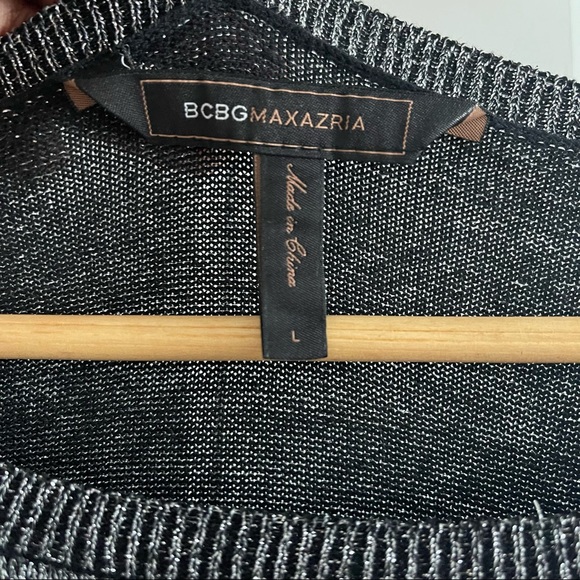 Glittery metallic curve hugging layered ruffled black & silver dress - Picture 7 of 13